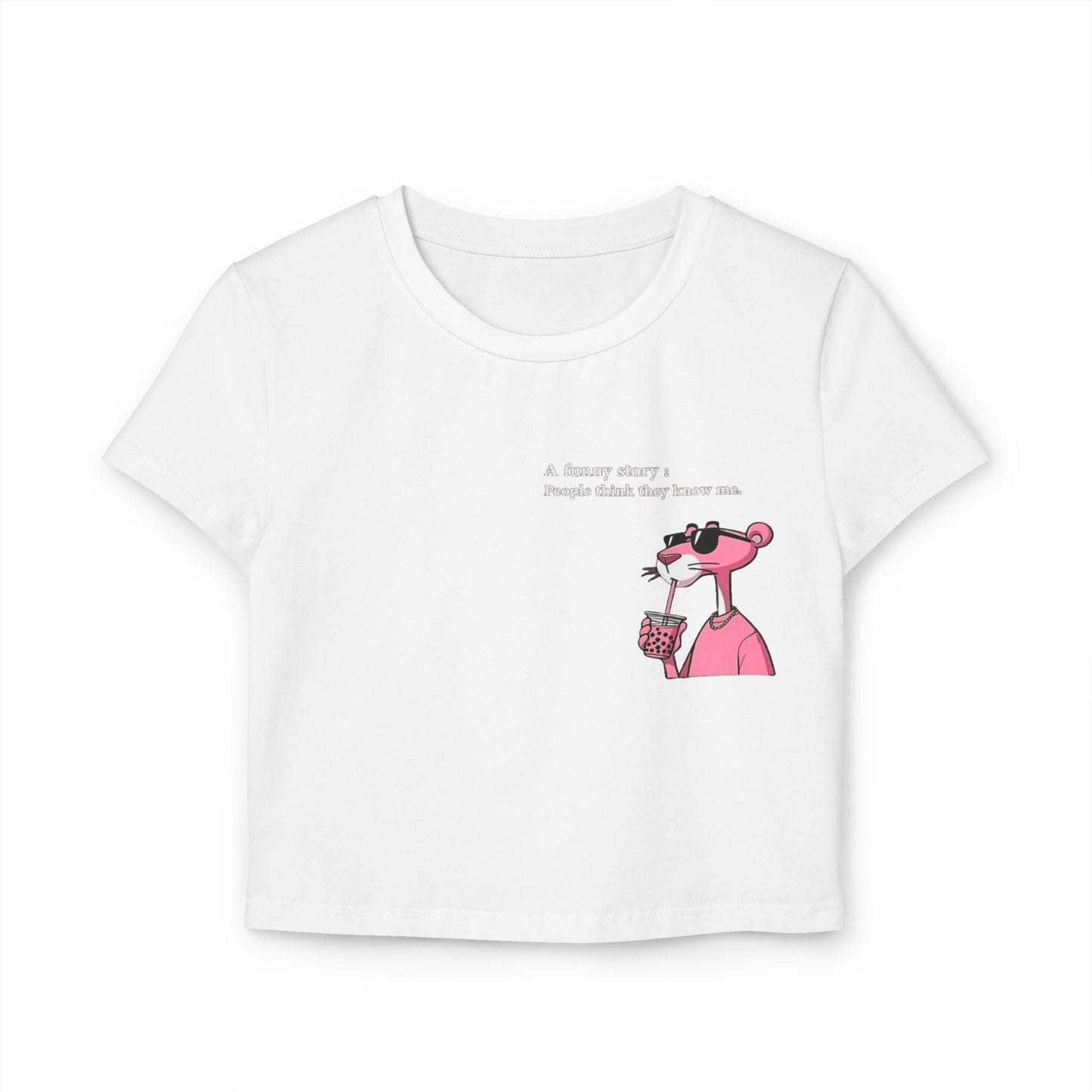 Funny Pink Panther Women's Baby Tee - Trendy Graphic Crop Top
