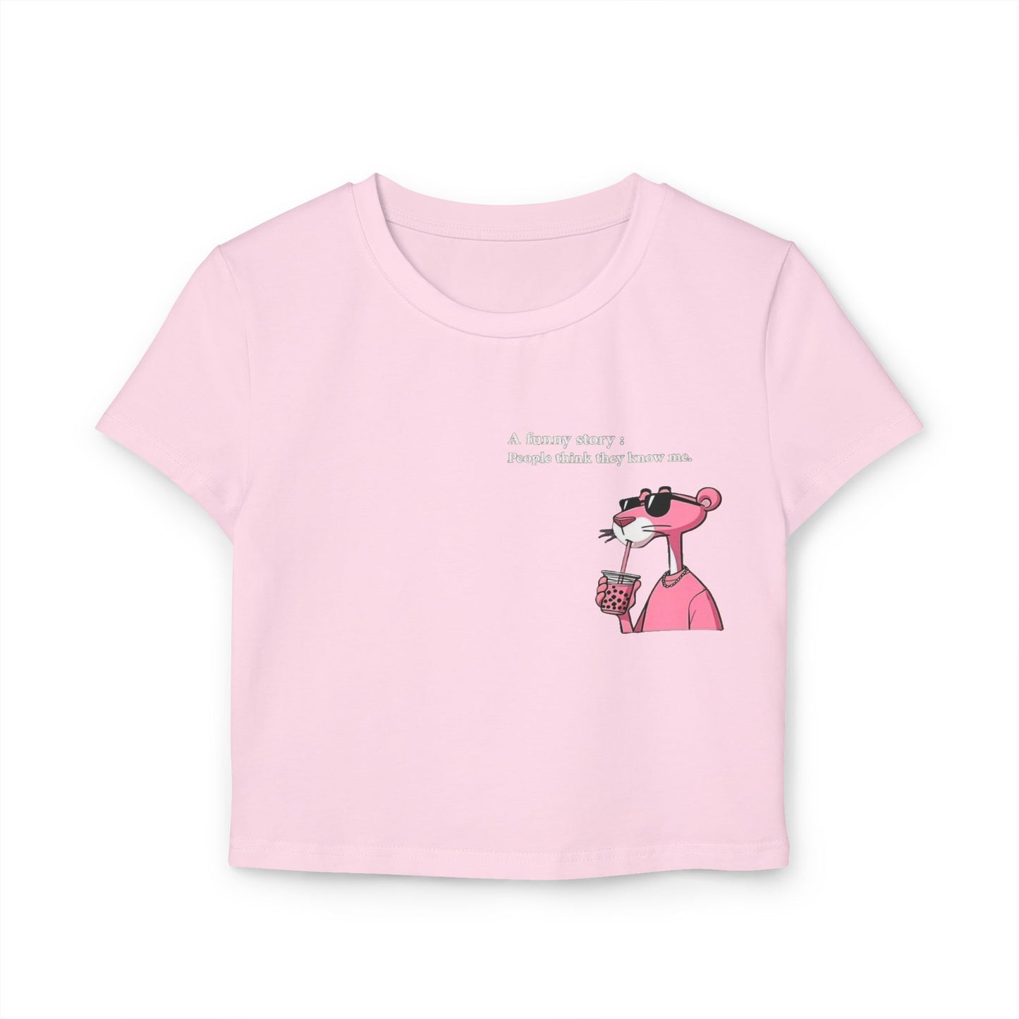 Funny Pink Panther Women's Baby Tee - Trendy Graphic Crop Top
