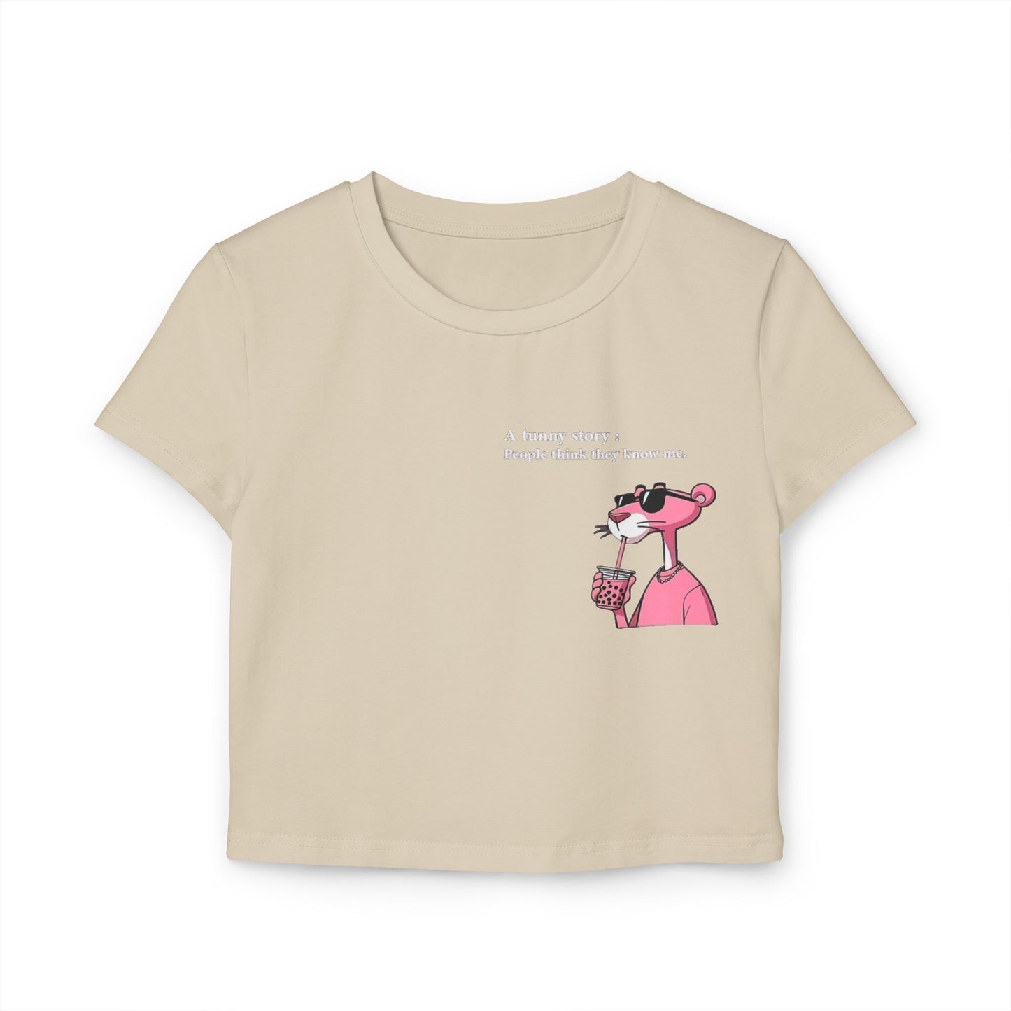 Funny Pink Panther Women's Baby Tee - Trendy Graphic Crop Top