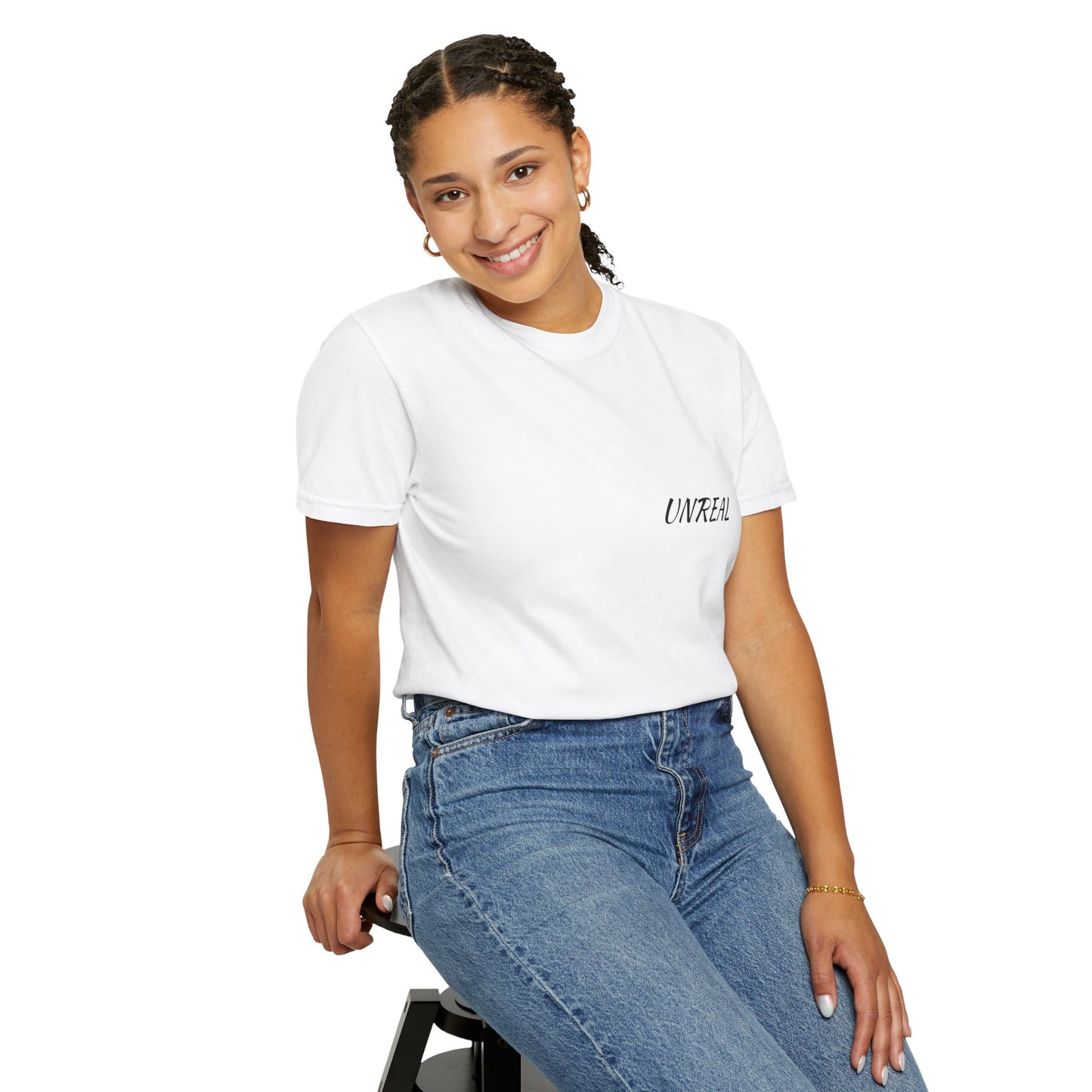 Unisex Garment-Dyed Graphic Tee - 'UNREAL' Statement T-Shirt for Streetwear Lovers